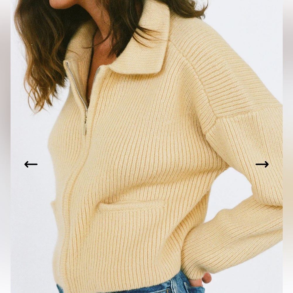 FTO James Street Co "The Reid Zip Cardigan" Sweater in color Butter